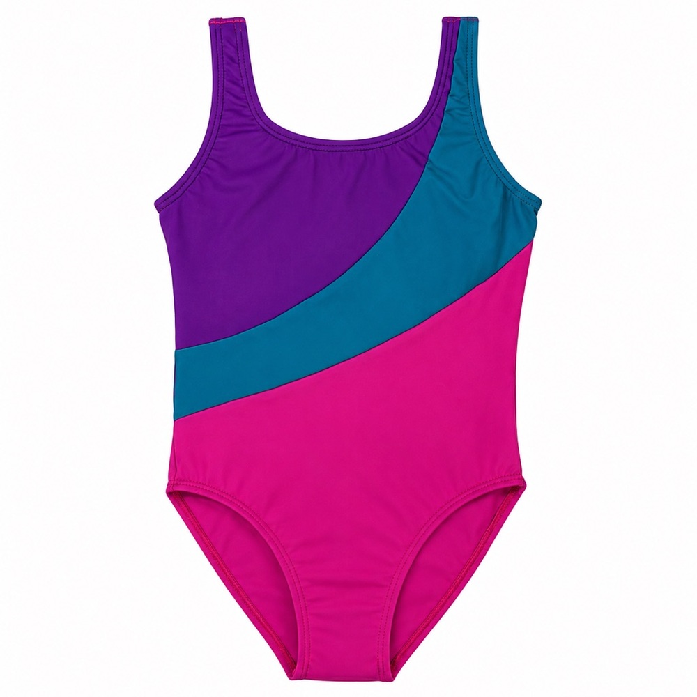 Girls' Pink Colorblock One-Piece Swimsuit